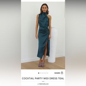 hello molly COCKTAIL PARTY MIDI DRESS TEAL